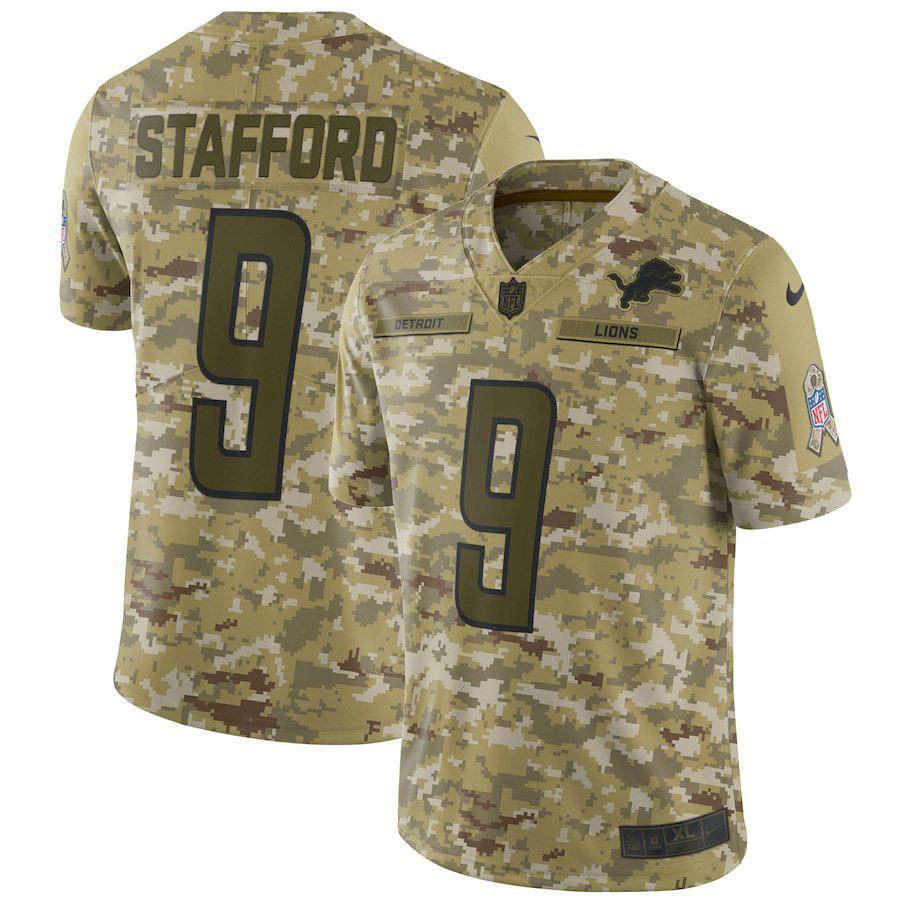 Men Detroit Lions #9 Stafford Nike Camo Salute to Service Retired Player Limited NFL Jerseys